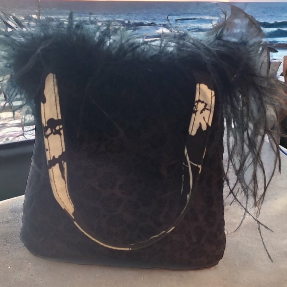 OSTRICH Feathers BLACK Bag